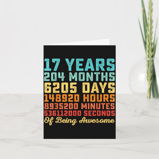 17 Years Old Birthday Quote Funny 17th B-Day Math Card (Front)