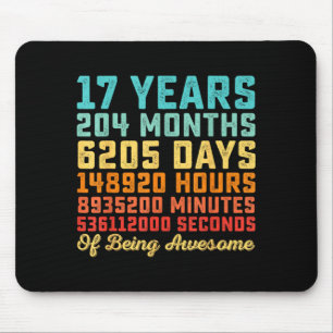 17 Years Old Birthday Quote Funny 17th B-Day Math Mouse Pad