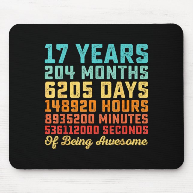 17 Years Old Birthday Quote Funny 17th B-Day Math Mouse Pad (Front)