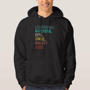 17 Years Old Legend Since August 2005 17th Birthd Hoodie