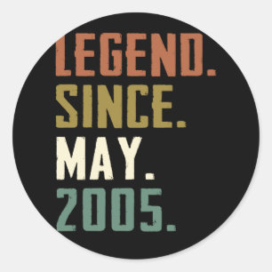 17 Years Old Legend Since May 2005 17th birthday Classic Round Sticker