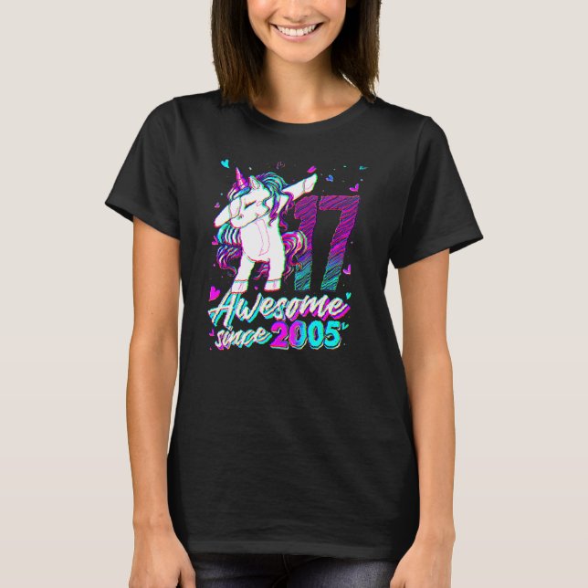 17 Years Old Unicorn Dabbing 17th Birthday Unicorn T-Shirt (Front)