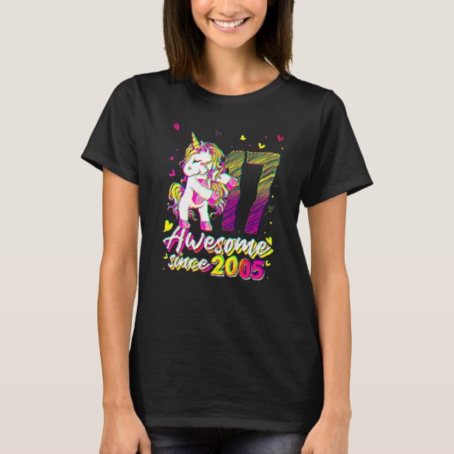17 Years Old Unicorn Flossing 17th Birthday Unicor T-Shirt (Front)