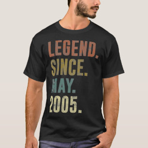17th 2005 Birthday Vintage Legend Since May 2005 T-Shirt