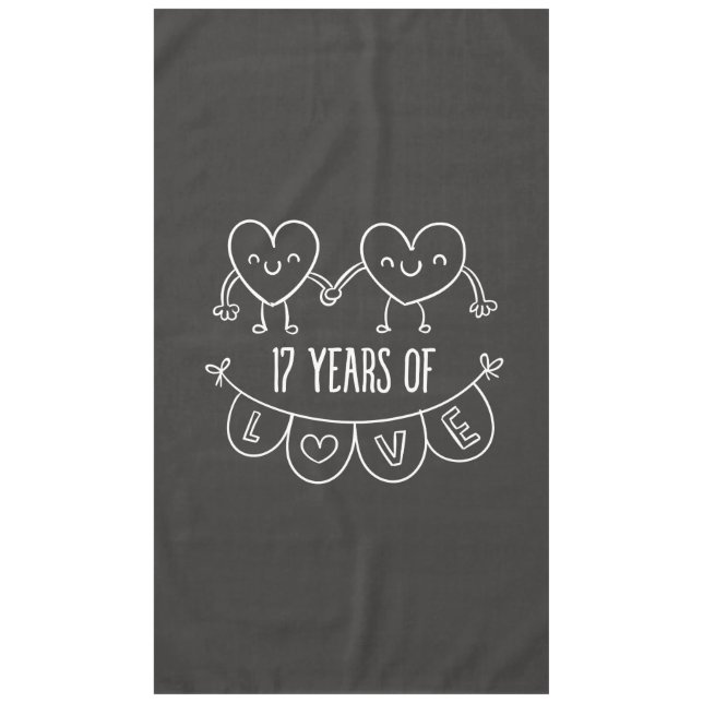 17th Anniversary Gift Chalk Hearts Tablecloth (Front)