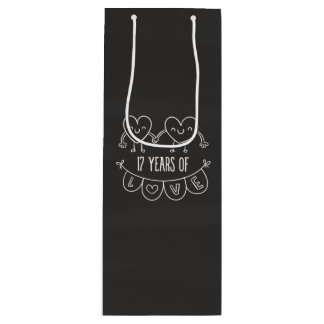 17th Anniversary Gift Chalk Hearts Wine Gift Bag