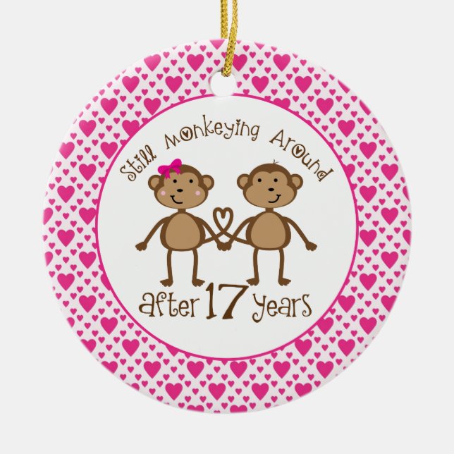 17th Anniversary Monkey Love Ornament (Front)