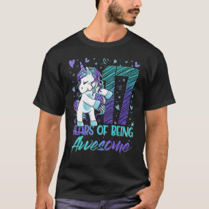 17th Birthday 17 Year Old Girl Flossing Unicorn P T-Shirt