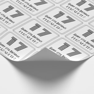 17th Birthday: Art Deco Inspired Style "17" + Name Wrapping Paper