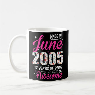 17th Birthday Awesome Since June 2005 Floral  Coffee Mug