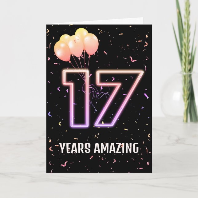 17th Birthday Balloons and Confetti Card (Front)