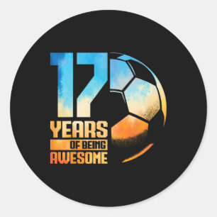 17th Birthday Boy Girl Soccer Player Football 17 Y Classic Round Sticker