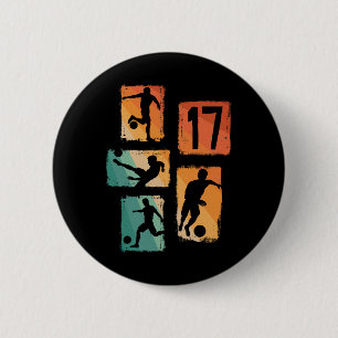 17th Birthday Boy Girl Soccer Player Footll 17 Yea 6 Cm Round Badge