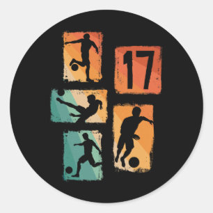 17th Birthday Boy Girl Soccer Player Footll 17 Yea Classic Round Sticker