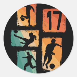 17th Birthday Boy Girl Soccer Player Footll 17 Yea Classic Round Sticker