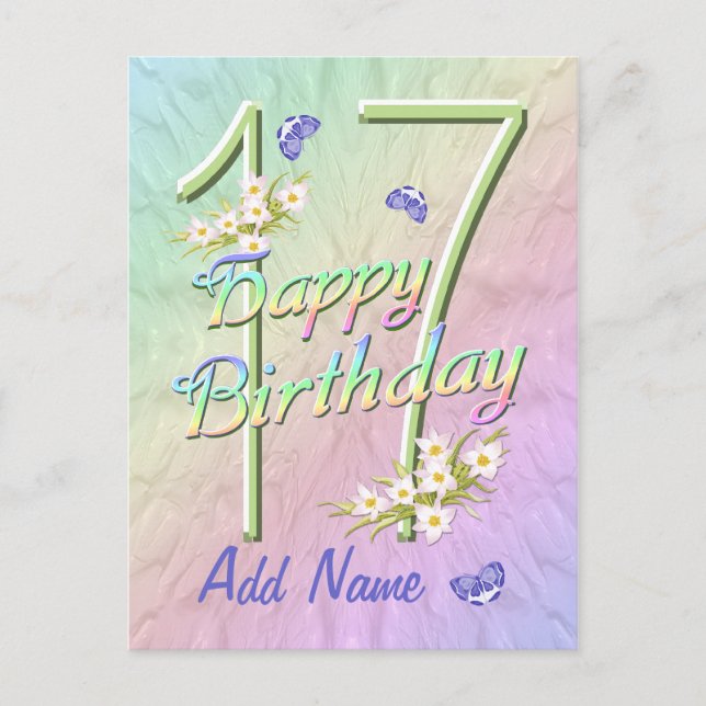 17th Birthday Butterfly Dance Postcard (Front)