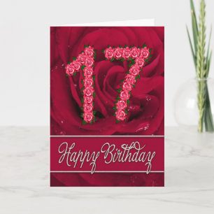 17th birthday card with roses and leaves