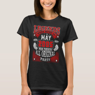 17th Birthday  For Legends Born May 2005 17 Years  T-Shirt