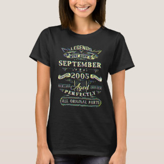 17th Birthday  For Legends Born September 2005 17  T-Shirt
