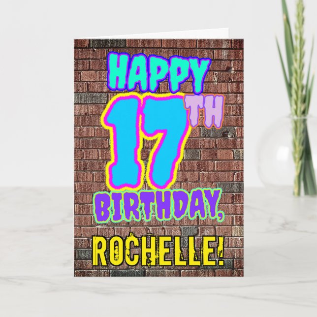 17th Birthday - Fun, Urban Graffiti Inspired Look Card (Front)