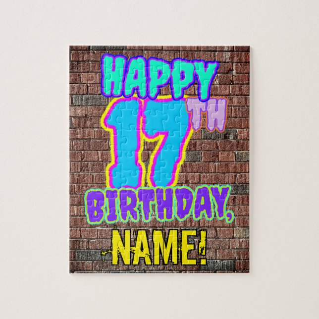 17th Birthday ~ Fun, Urban Graffiti Inspired Look Jigsaw Puzzle (Vertical)