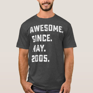 17th Birthday Gift Awesome Since May 2005 17 Years T-Shirt