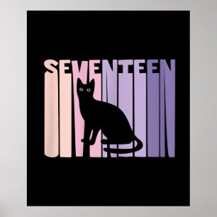 17th Birthday Gift Cute Cat Lover Gift Poster