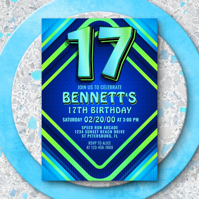 17th Birthday Neon Invitation (Creator Uploaded)