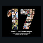 17th Birthday Number 17 Custom Photo Collage Poster<br><div class="desc">Mark years of wonderful memories and adventures with this captivating 17th Birthday Number Photo Collage. This customisable template is the perfect blend of creativity and sentiment, allowing you to create a truly memorable and personalised gift for your loved one's special day. Capture the essence of incredible years in a single...</div>