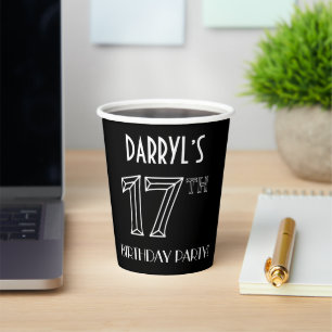17th Birthday Party: Art Deco Style + Custom Name Paper Cups
