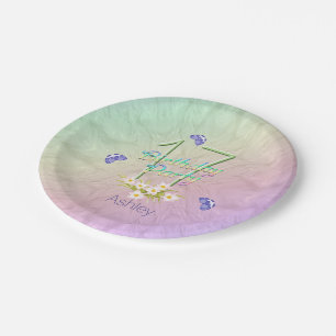 17th Birthday Party Butterflies and Wildflowers Paper Plate