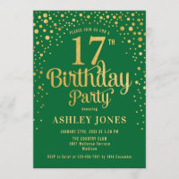 17th Birthday Party - Green & Gold