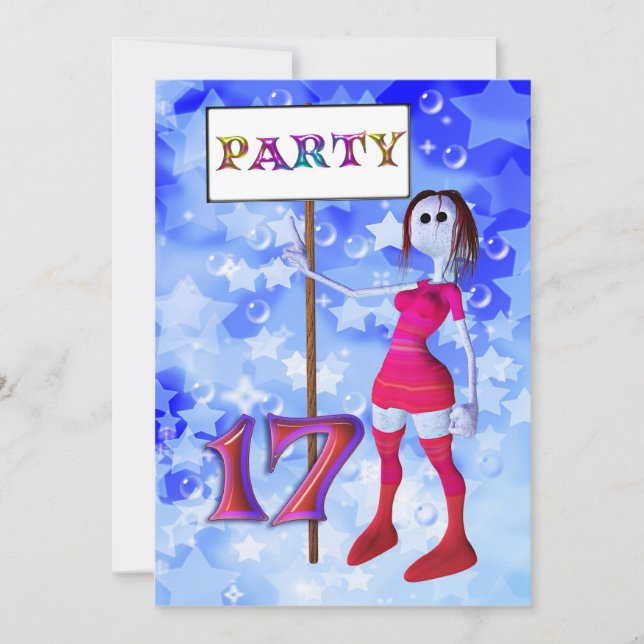 17th Birthday party sign board invitation (Front)