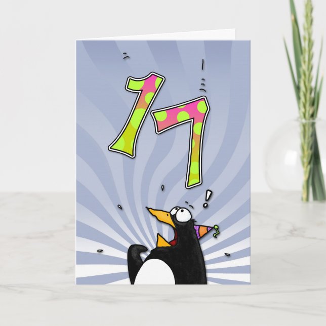 17th Birthday - Penguin Surprise Card (Front)