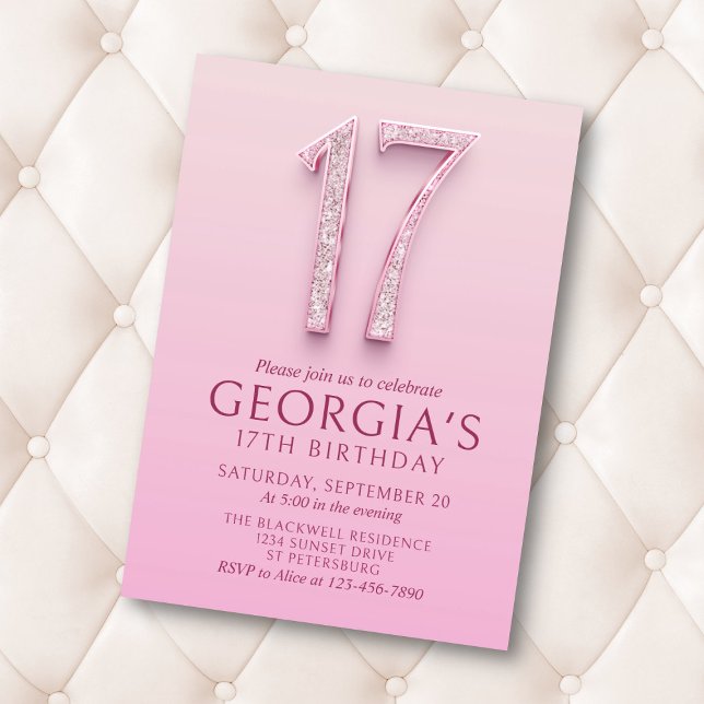 17th Birthday Pink Diamonds Invitation (Creator Uploaded)