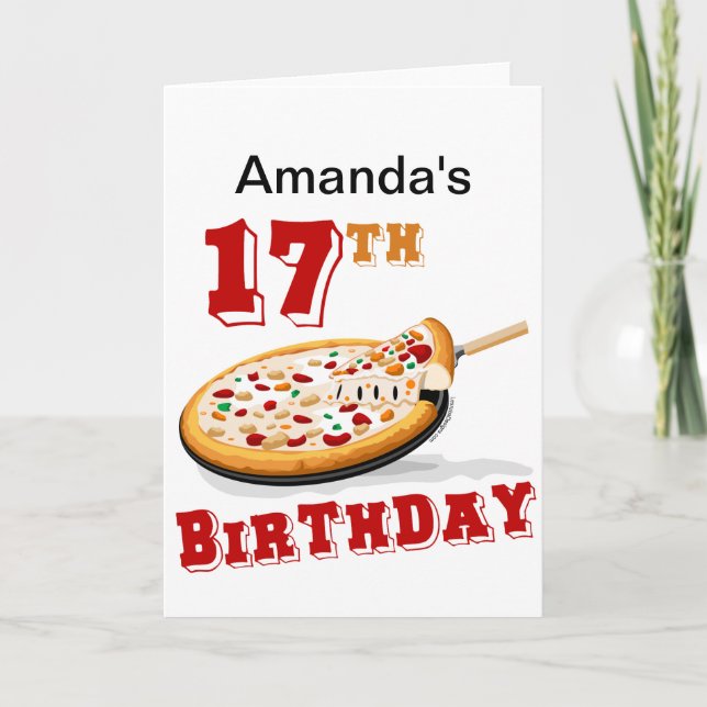 17th Birthday Pizza party Card (Front)