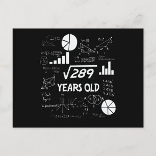 17th Birthday Square Root Math 17 Years Old Bday Postcard