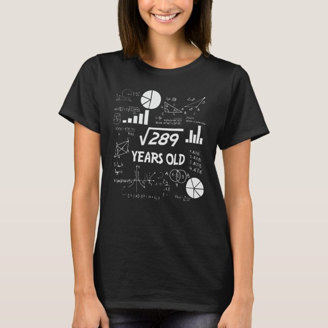 17th Birthday Square Root Math 17 Years Old Bday T-Shirt (Front)