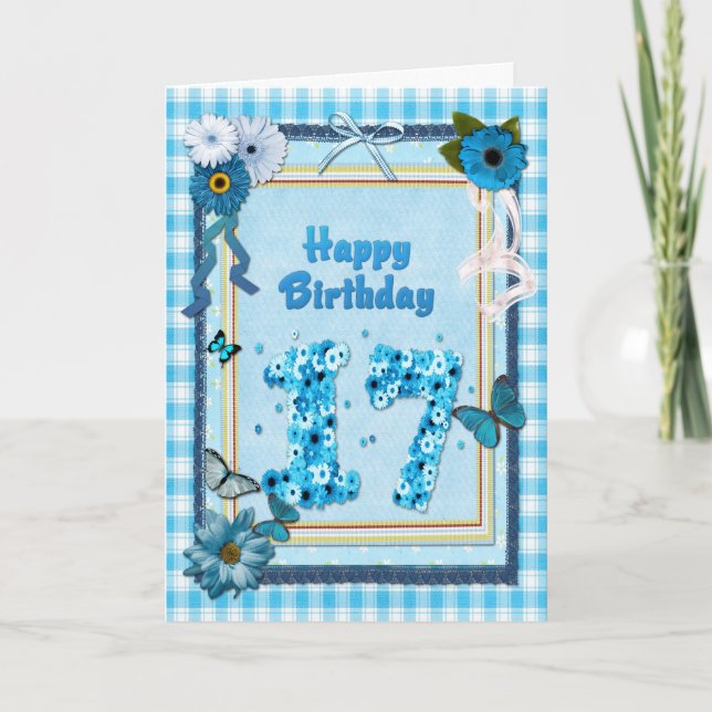 17th Birthday with a scrapbook effect Card (Front)