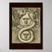 17th C. Alchemy Illustration: Sun, Moon & Dragon