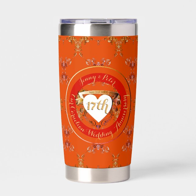 17th Carnelian Wedding Anniversary Insulated Tumbler (Front)