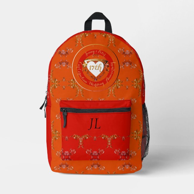 17th Carnelian Wedding Anniversary Printed Backpack (Front)