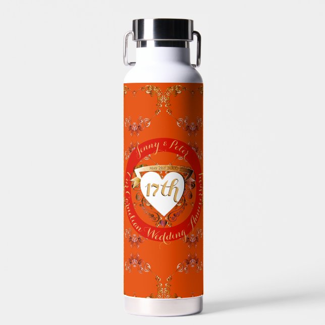17th Carnelian Wedding Anniversary Water Bottle (Front)