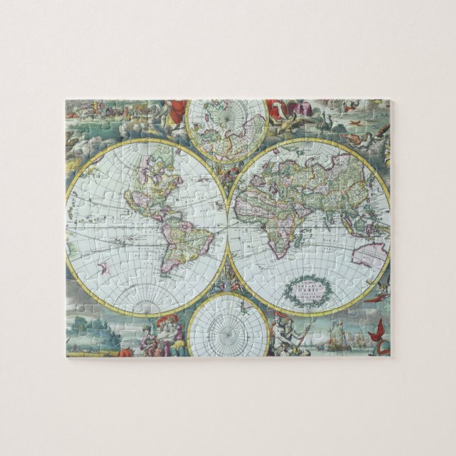17th Century Antique World Map, Frederick De Wit Jigsaw Puzzle (Horizontal)
