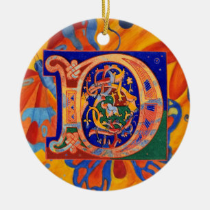 17th Century Letter D Ceramic Ornament
