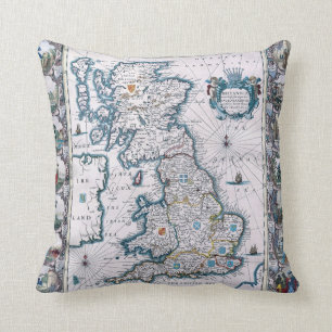 17th Century  Map Of England Cushion