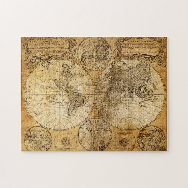 17th century old World Continent Map puzzle (Horizontal)