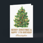17th Happy Birthday and Merry Christmas Tree Card<br><div class="desc">17th Happy Birthday and Merry Christmas Tree Birthday Card. For further customisation,  please click the "Customise it" button and use our design tool to modify this template.</div>