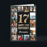 17th Happy Birthday Black and Gold Photo Collage Card<br><div class="desc">17th Happy Birthday Black and Gold Photo Collage Birthday Card. For further customisation,  please click the "Customise it" button and use our design tool to modify this template.</div>