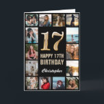 17th Happy Birthday Black and Gold Photo Collage Card<br><div class="desc">17th Happy Birthday Black and Gold Photo Collage Birthday Card. For further customisation,  please click the "Customise it" button and use our design tool to modify this template.</div>